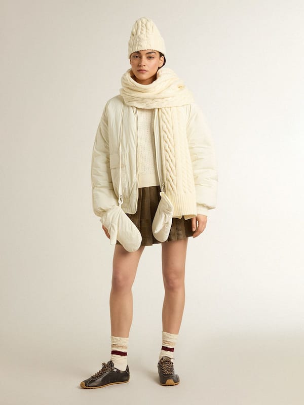 Golden Goose - Women's crew-neck sweater in white merino wool with all-over crystals in 