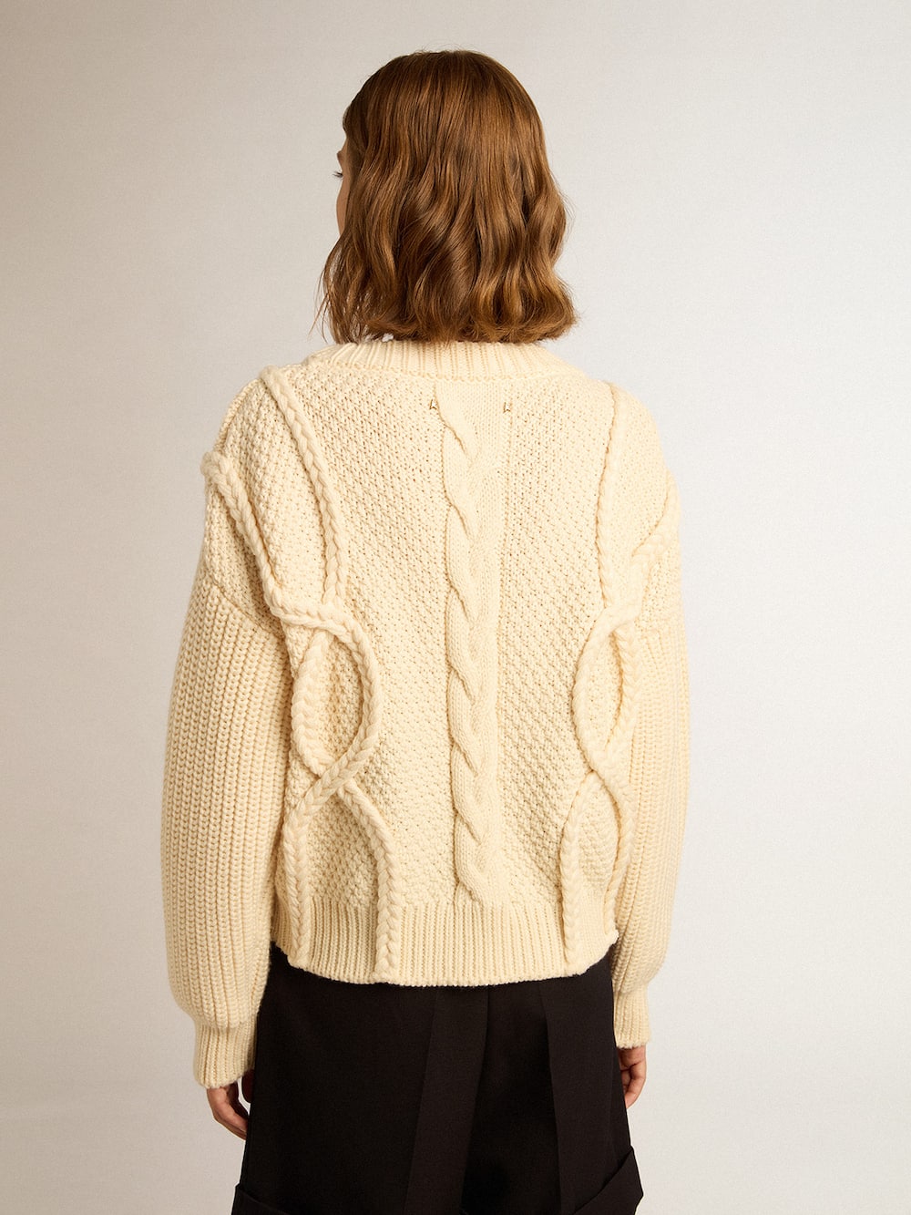 Golden Goose - Maglione girocollo da donna in lana con motivo intrecciato in 