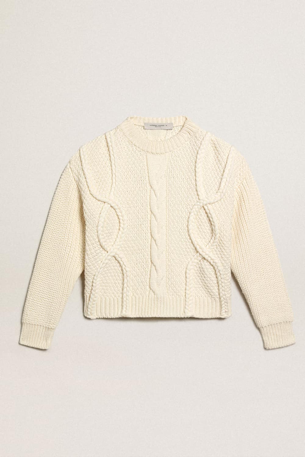 Golden Goose - Women's round-neck sweater in wool with braided motif in 