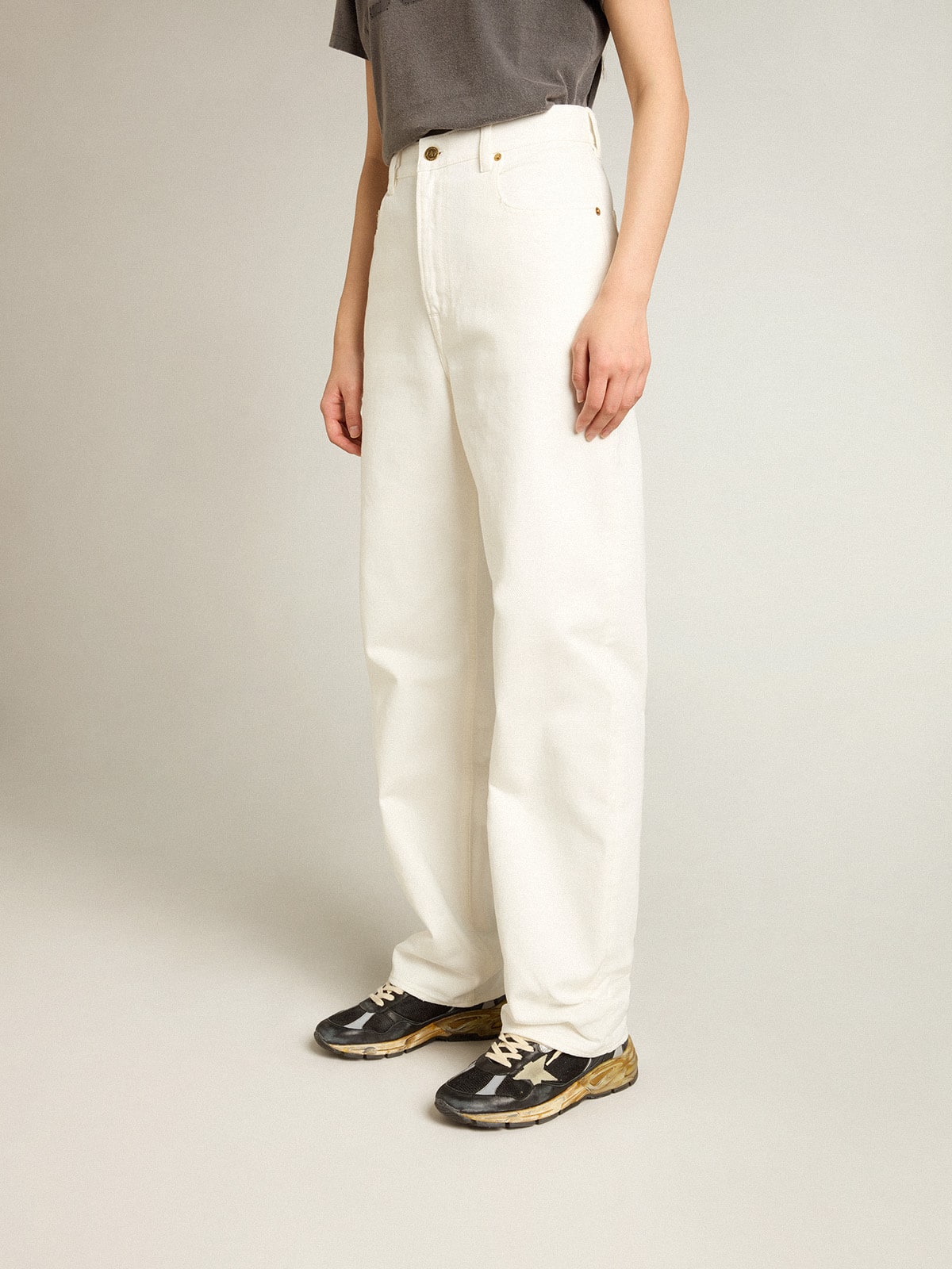 Golden Goose - Women's optical white-colored cotton denim pants in 