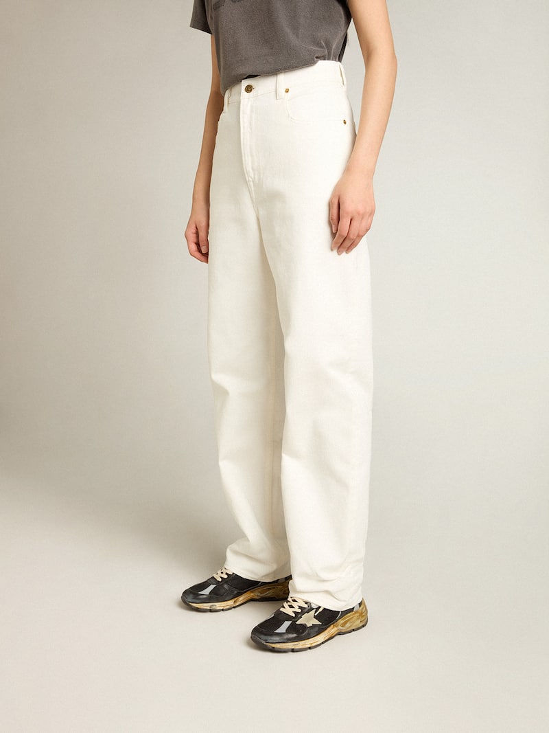 Golden Goose - Pantalon pour femme en denim de coton blanc optique in 