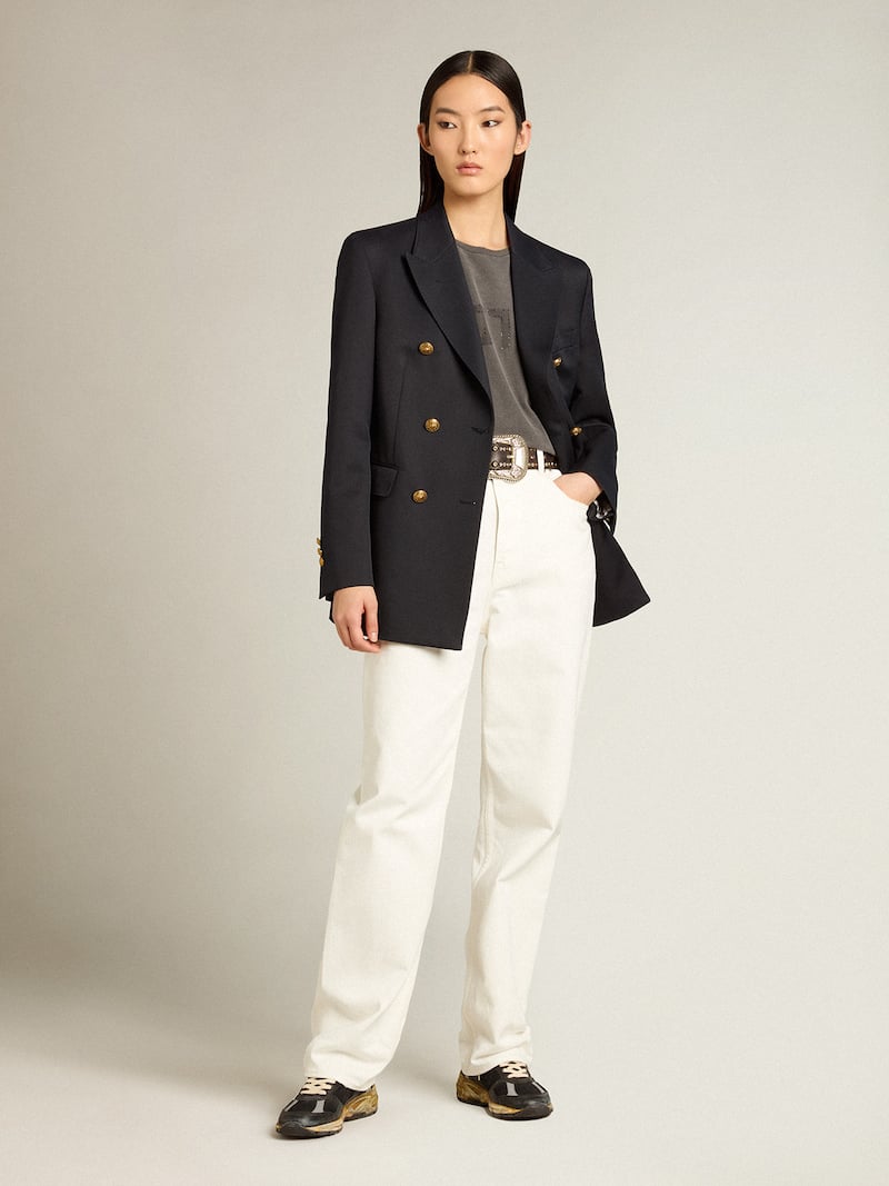 Golden Goose - Pantalon pour femme en denim de coton blanc optique in 