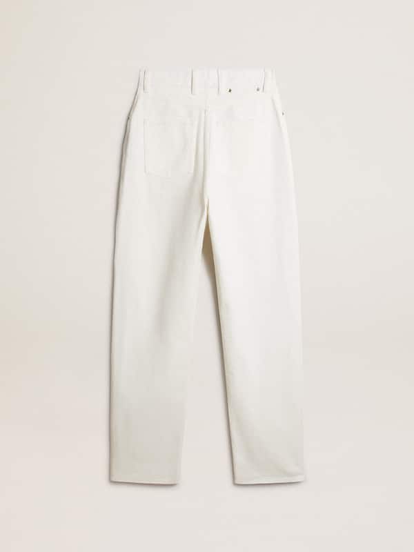 Golden Goose - Pantalón de mujer de algodón denim color blanco óptico in 