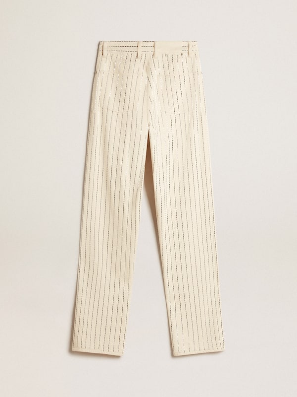 Golden Goose - White pants with baguette-shaped studs in 
