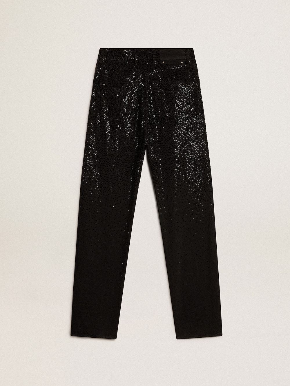 Golden Goose - Calça feminina de jeans de algodão e cristais aplicados com efeito degradê in 