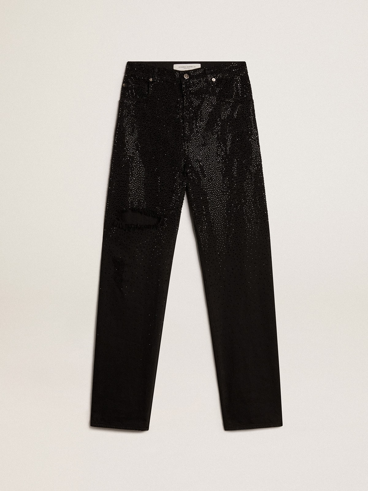 Golden Goose - Women’s cotton denim pants with shaded-effect crystal decoration in 