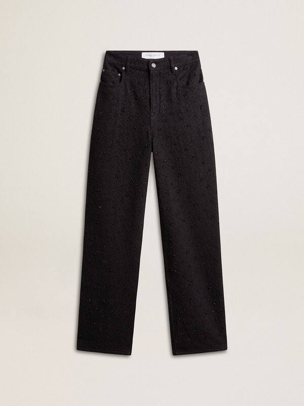 Golden Goose - Women’s cotton denim pants with crystal and stone decoration in 