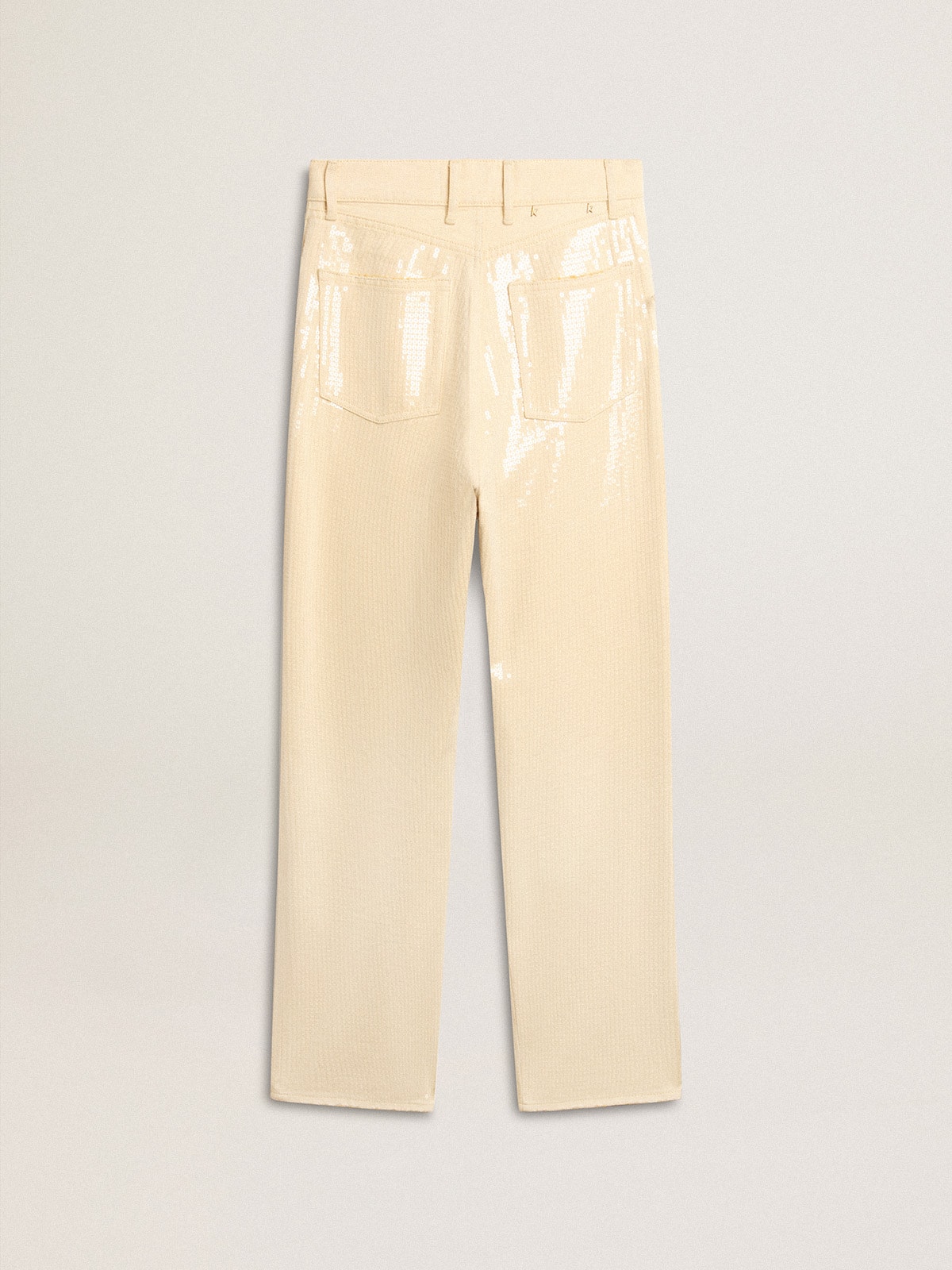 Golden Goose - Pantalon écru avec sequins transparents all-over in 