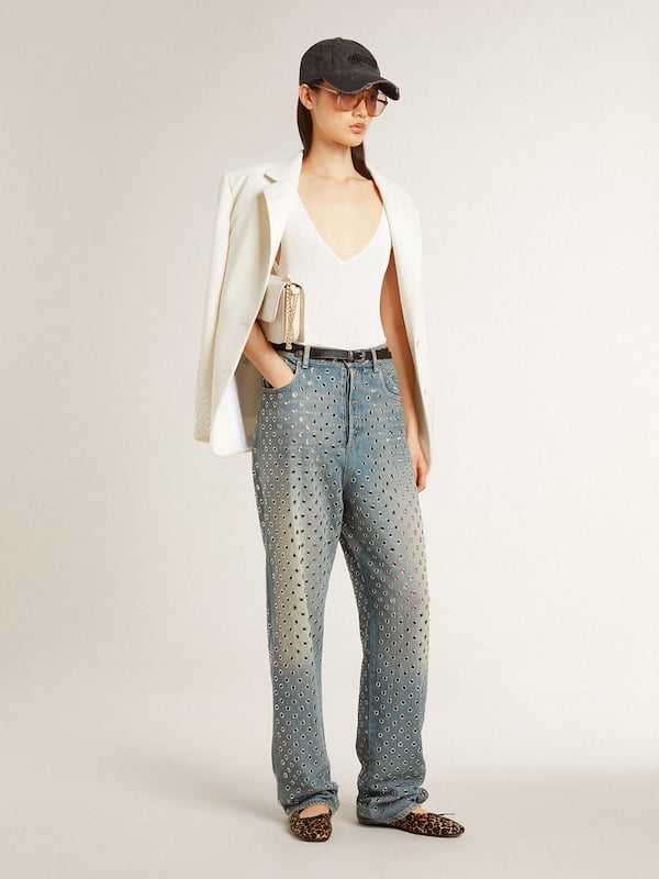 Golden Goose - Women's washed jeans with all-over eyelets in 