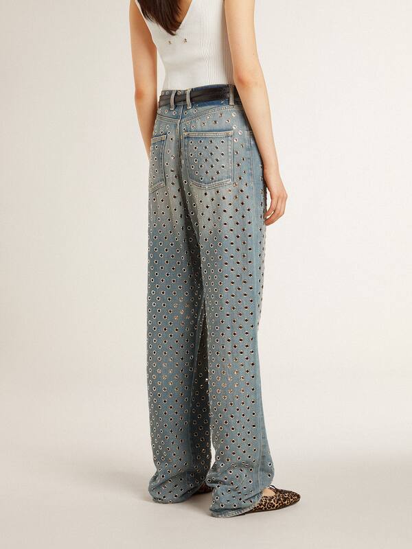 Golden Goose - Women's washed jeans with all-over eyelets in 