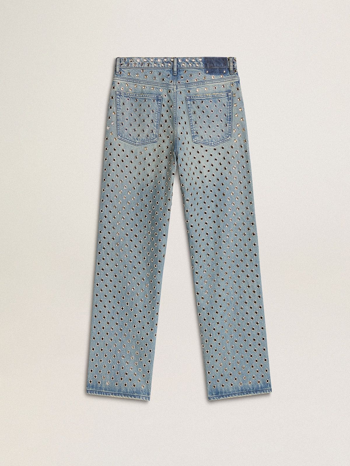 All-Over Eyelets Faded Jeans main image 0
