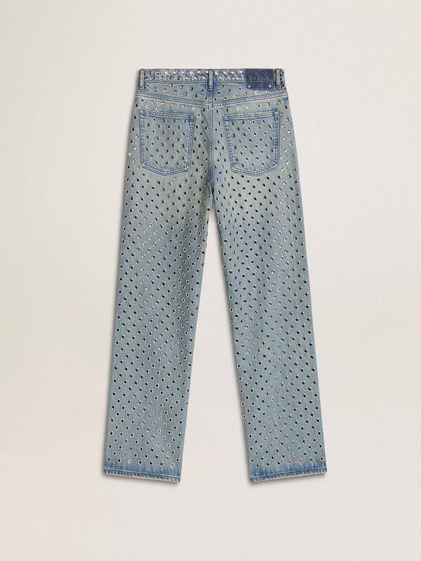 Golden Goose - Women's washed jeans with all-over eyelets in 
