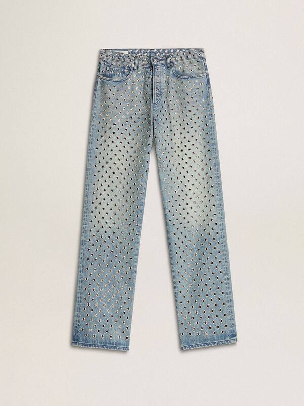 Golden Goose - Women's washed jeans with all-over eyelets in 