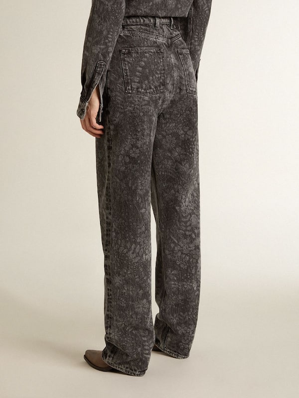 Golden Goose - Women's black jeans with a floral motif in 