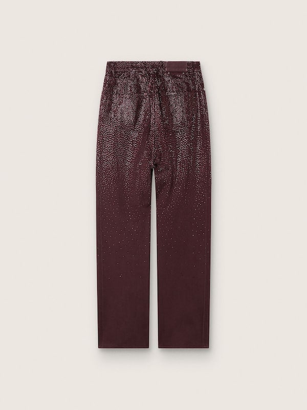 Golden Goose - Women's jeans in burgundy denim with gradient crystals in 