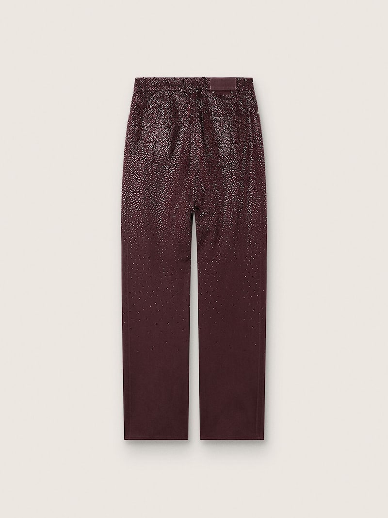 Golden Goose - Damenjeans aus bordeauxfarbenem Denim mit Kristallen im D&eacute;grad&eacute; in 
