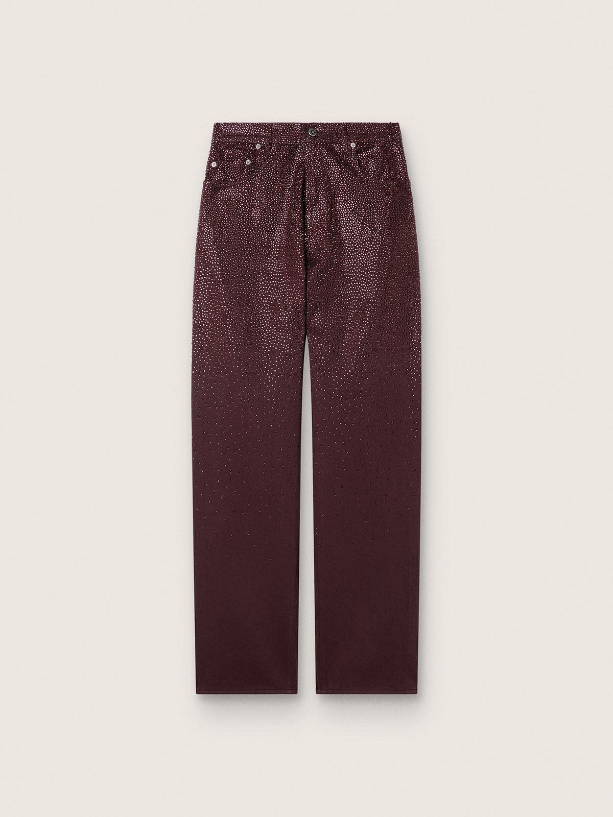 Golden Goose - Women's jeans in burgundy denim with gradient crystals in 