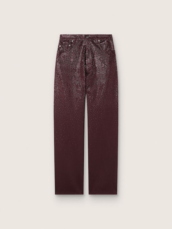 Golden Goose - Women's jeans in burgundy denim with gradient crystals in 