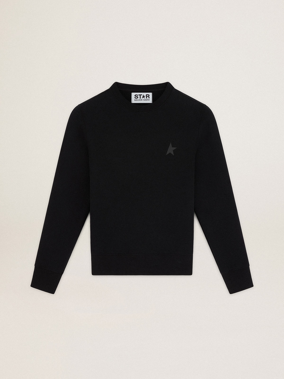 Golden Goose - Black sweatshirt with tone-on-tone star on the front in 