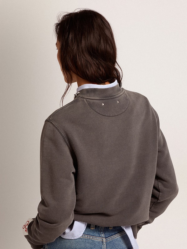 Golden Goose - Sweatshirt in anthracite gray with cabochon crystals in 