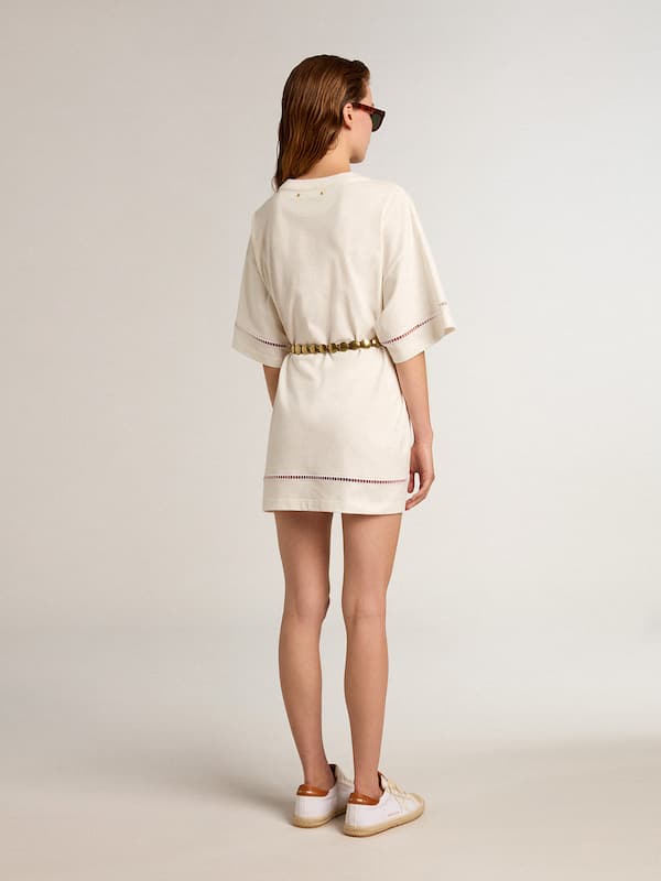 Golden Goose - White cotton T-shirt dress with belt in 