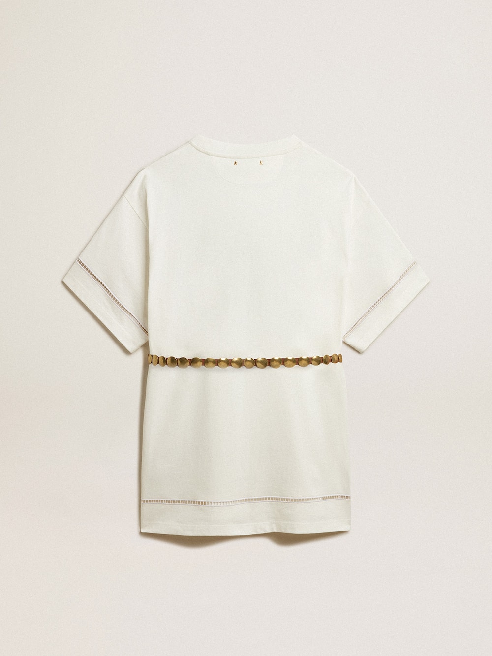 Golden Goose - Vestito t-shirt in cotone color bianco con cintura in 