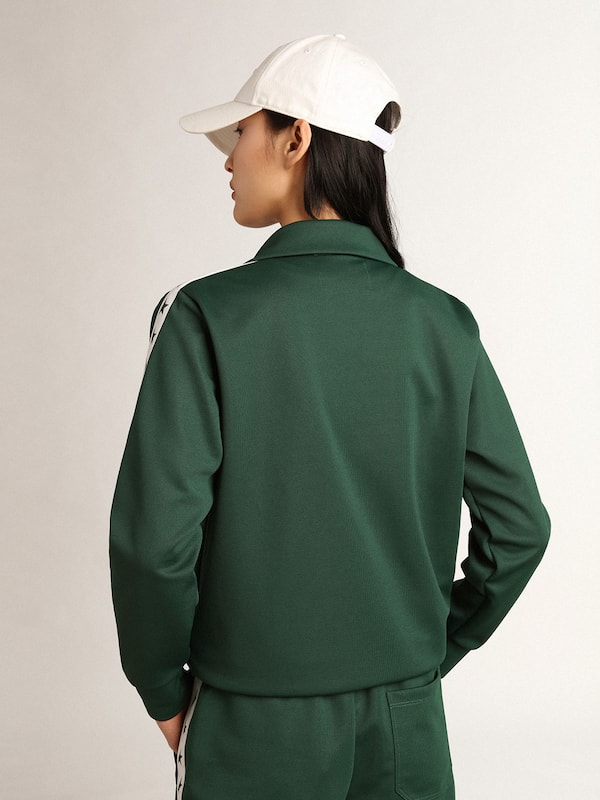 Golden Goose - Glänzend grünes Damen-Sweatshirt mit Reißverschluss in 
