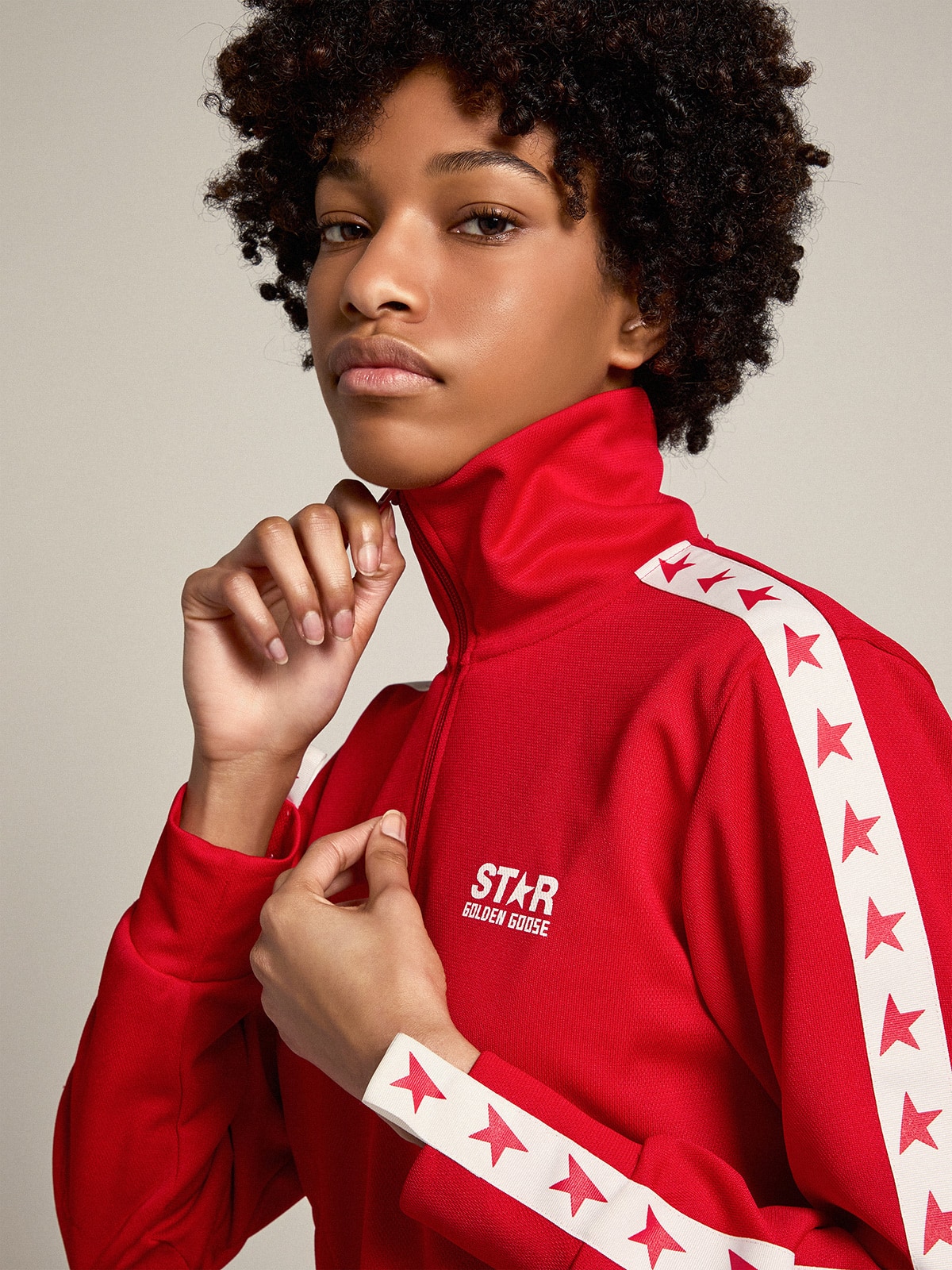 Golden Goose - Rotes Damen-Sweatshirt mit Reißverschluss in 