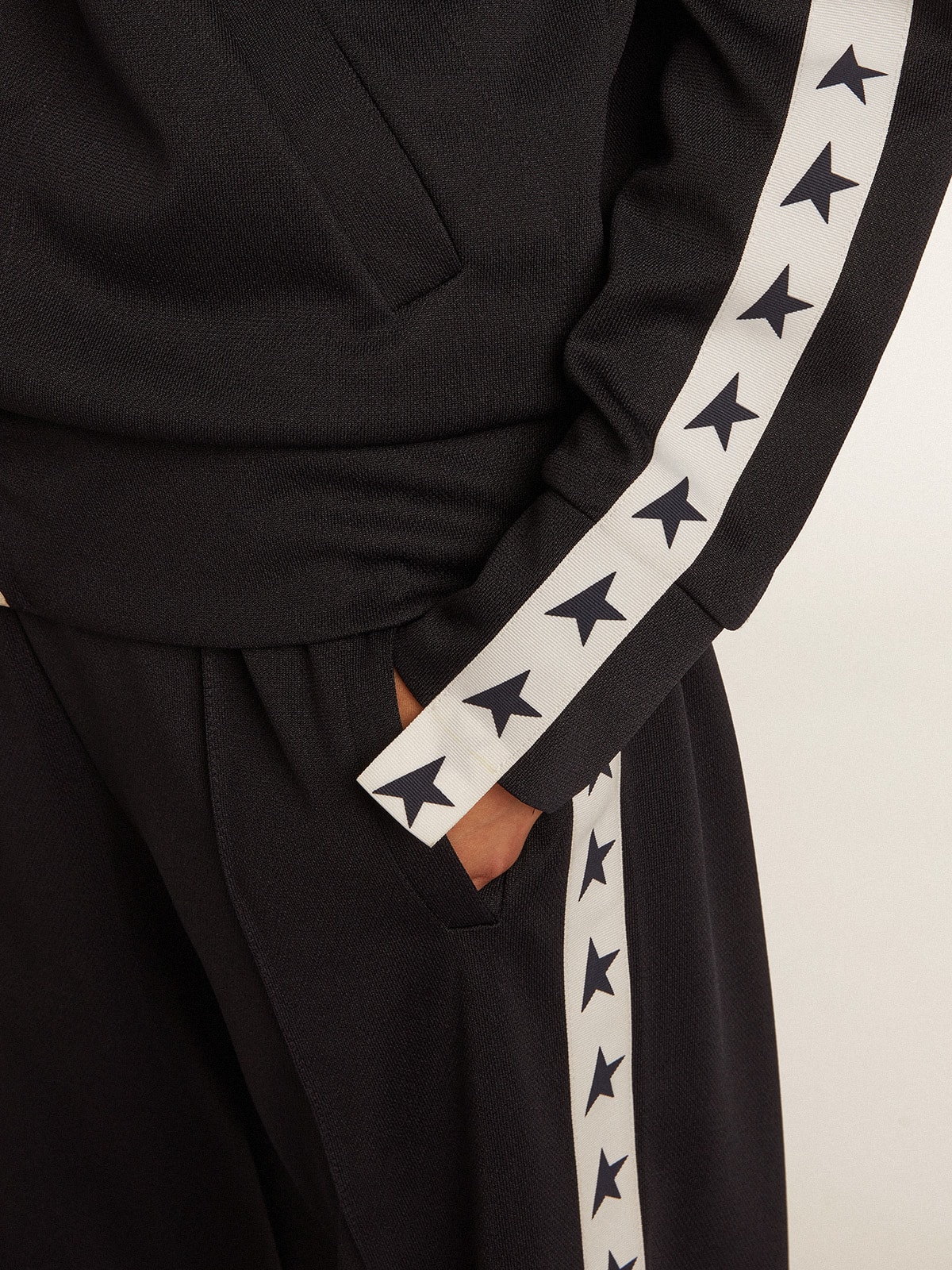 Golden Goose - Dark blue zipped sweatshirt with white strip and contrasting stars in 