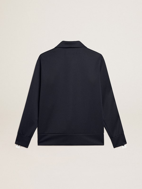 Golden Goose - Dark blue zipped sweatshirt with white strip and contrasting stars in 