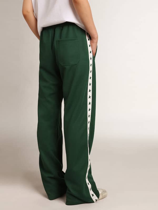 Golden Goose - Pantalon de jogging femme vert brillant avec bande et étoiles in 