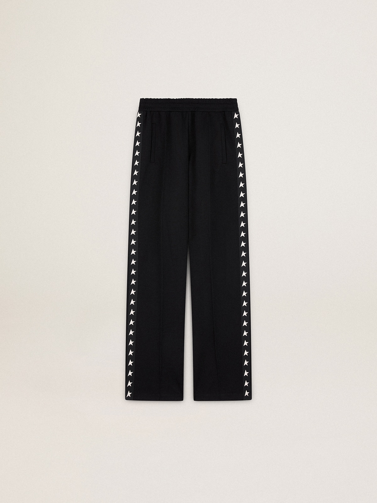 Golden Goose - Pantalon de jogging noir pour femme avec étoiles blanches sur les côtés in 