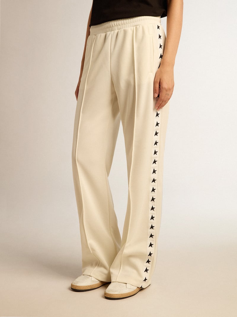 Golden Goose - Pantalon de jogging blanc pour femme avec &eacute;toiles sur les c&ocirc;t&eacute;s in 