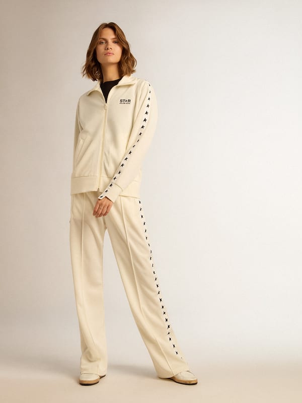 Golden Goose - Pantalon de jogging blanc pour femme avec étoiles sur les côtés in 