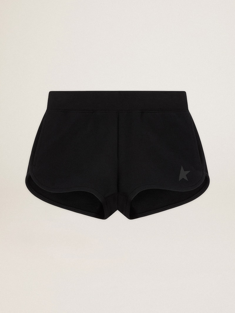 Schwarze Damen-Shorts mit Ton-in-Ton-Stern