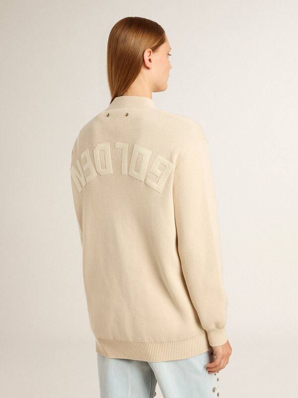 Golden Goose - Women’s beige cardigan with 'Golden' lettering on the back in 