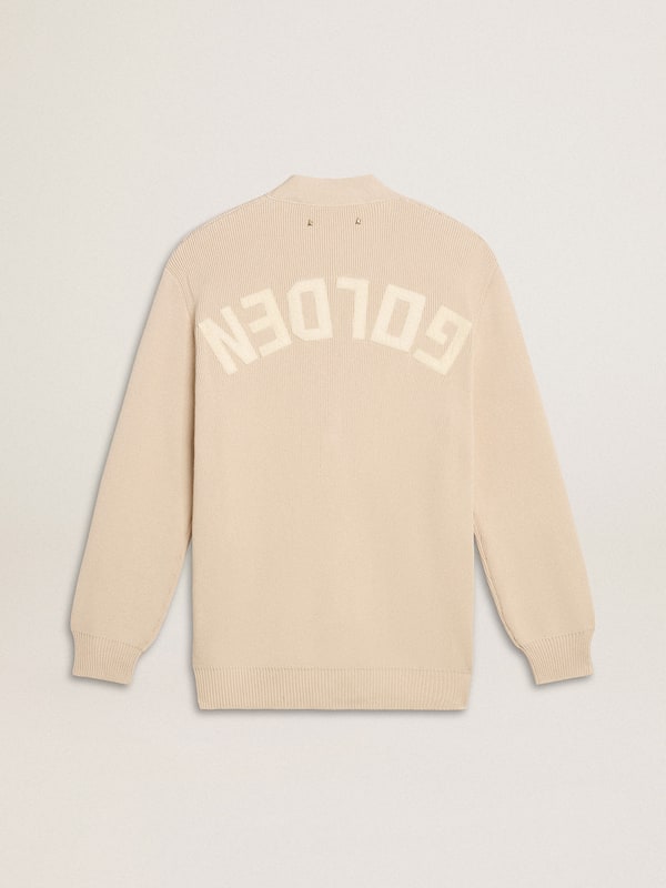 Golden Goose - Women’s beige cardigan with 'Golden' lettering on the back in 