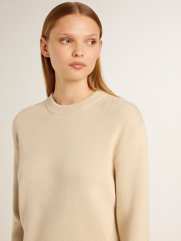 Golden Goose - Women's beige sweater with 'Golden' lettering on the back in 