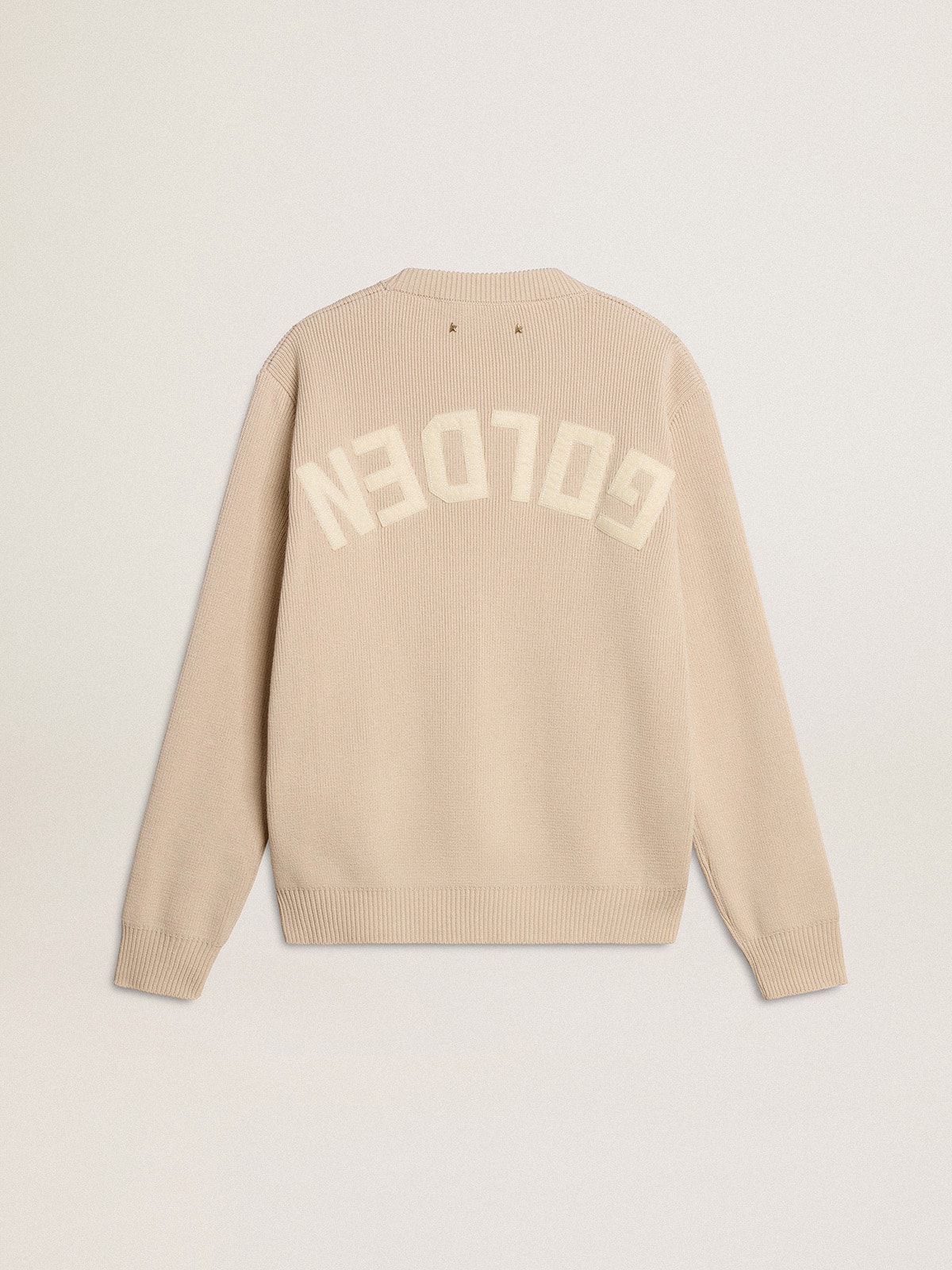 Golden Goose - Women's beige sweater with 'Golden' lettering on the back in 