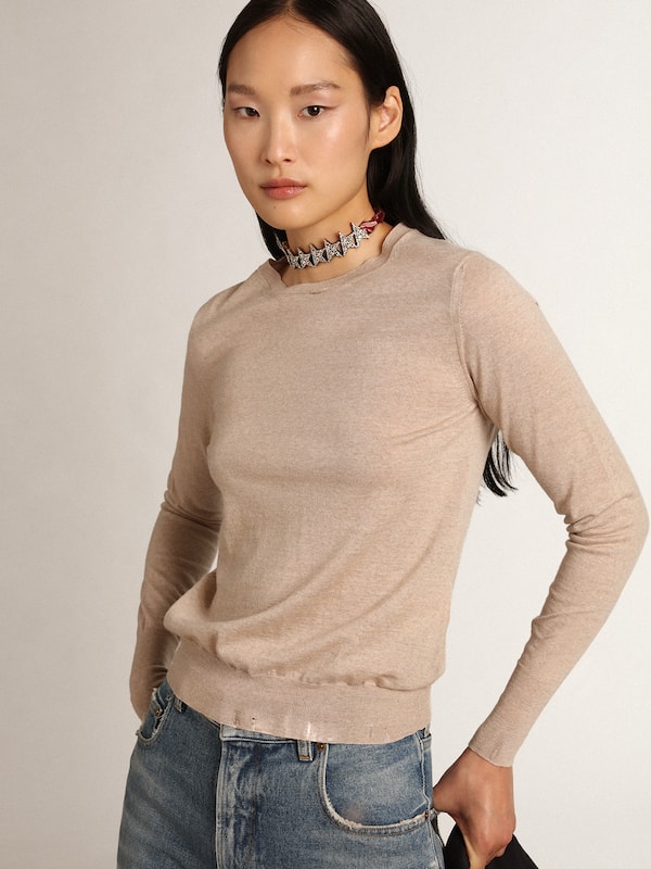 Golden Goose - Women's sweater in light brown merino wool in 
