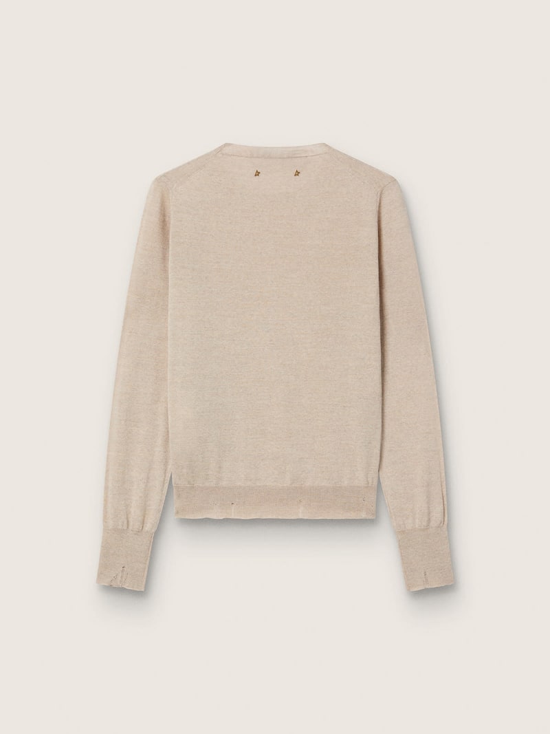 Golden Goose - Damenpullover aus hellbrauner Merinowolle in 