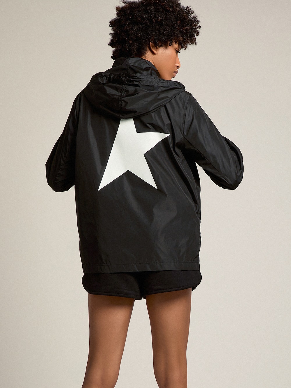 Golden Goose - Women’s windcheater with contrasting white logo and star in 