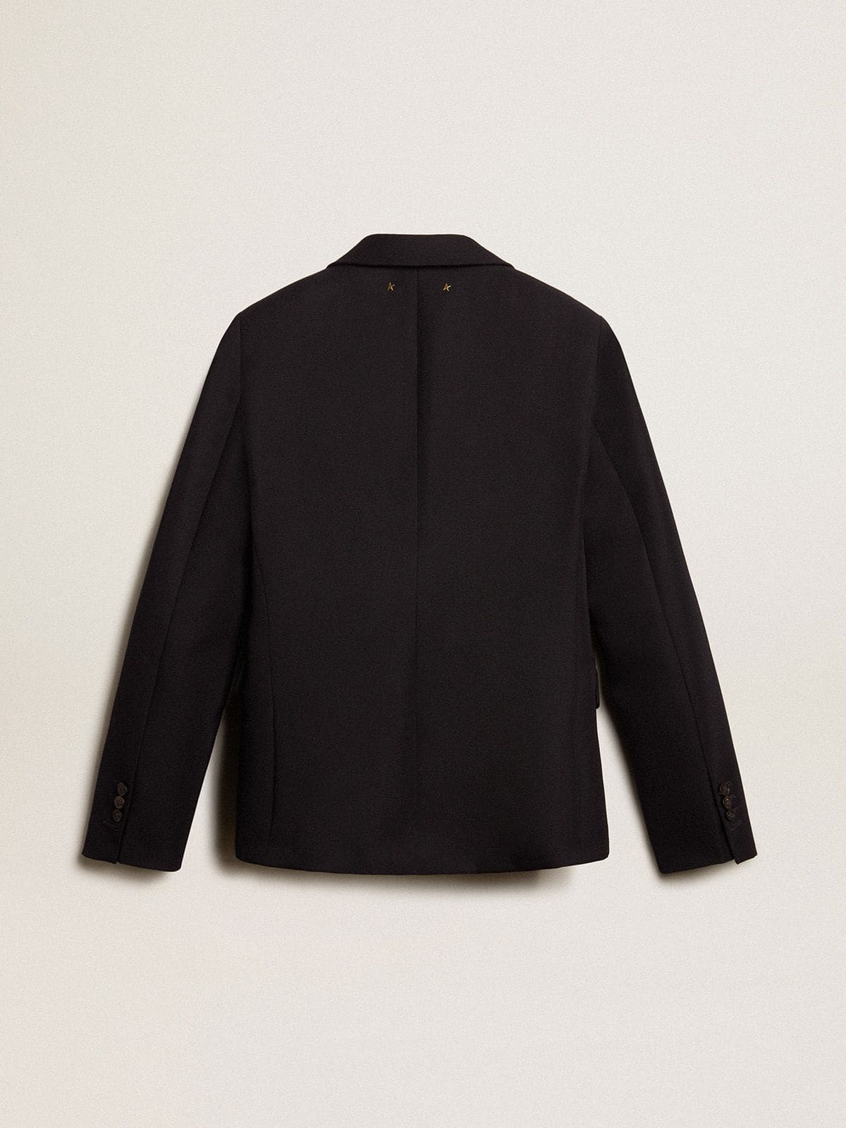 Women's single-breasted blazer in dark blue wool gabardine