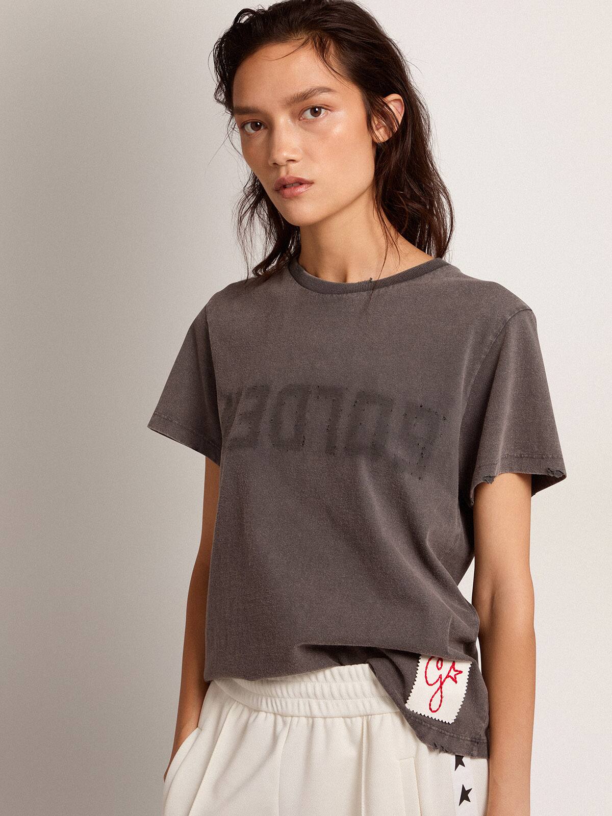 Golden Goose - Women&rsquo;s gray distressed T-shirt in 