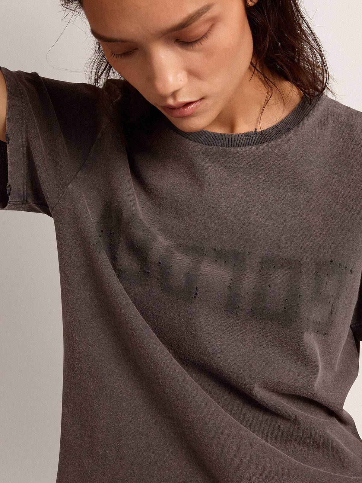 Golden Goose - Women&rsquo;s gray distressed T-shirt in 