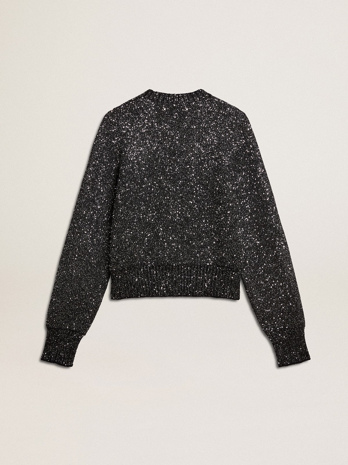 Golden Goose - Women's black wool blend cropped sweater with all-over sequins  in 