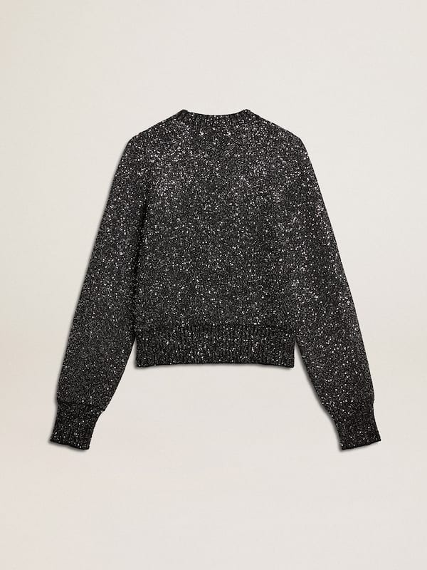 Golden Goose - Women's black wool blend cropped sweater with all-over sequins  in 