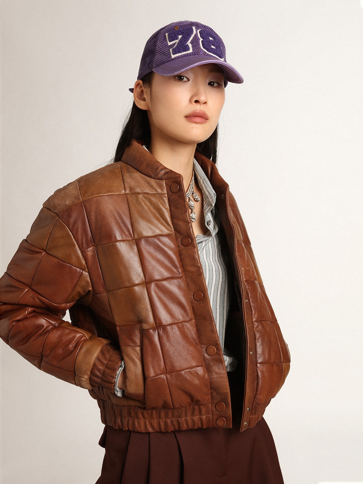 Golden Goose - Women's bomber jacket in leather in 