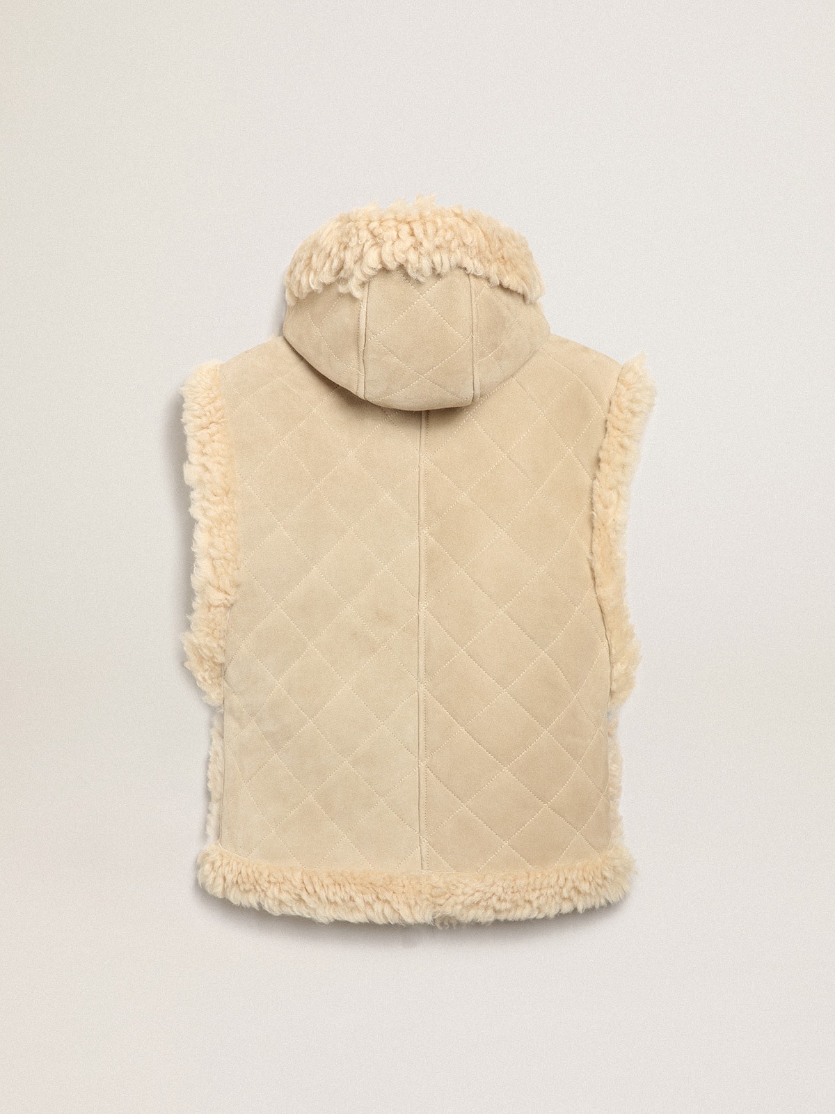 Golden Goose - Women's reversible sheepskin vest in ecru in 