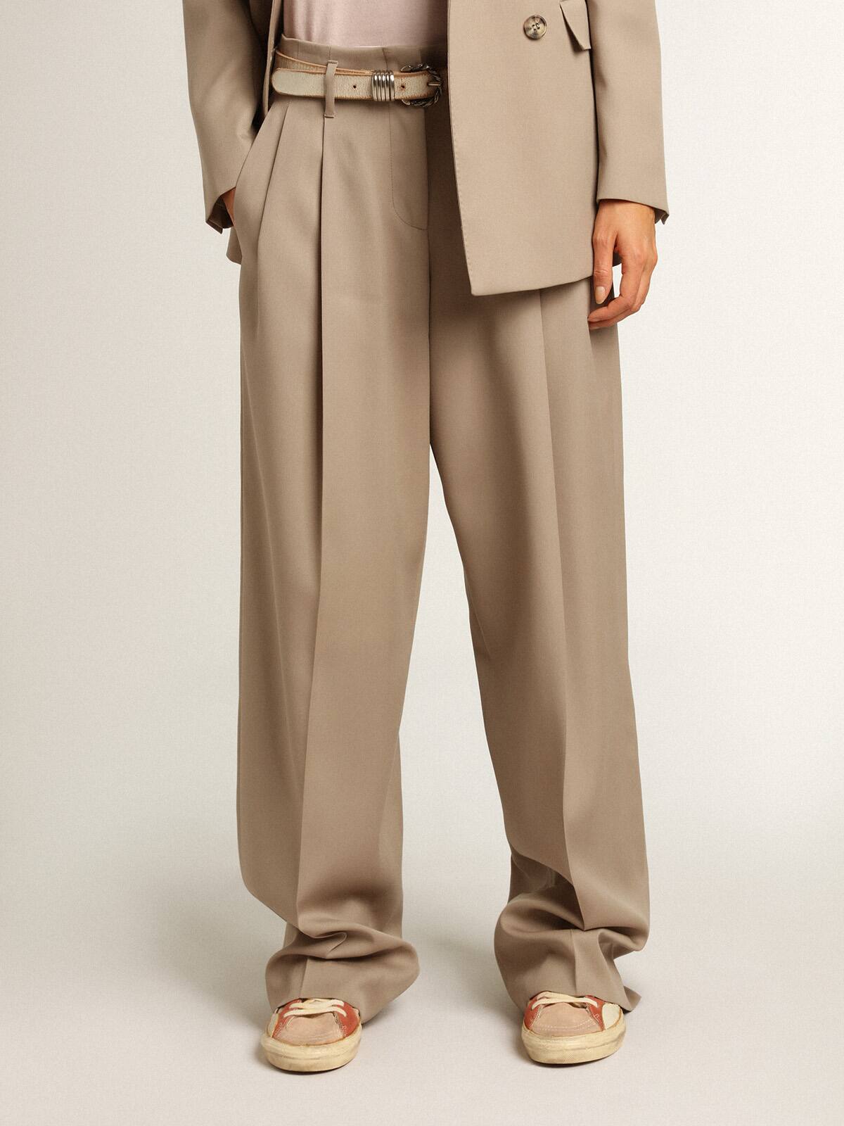 Golden Goose - Pants in light beige wool gabardine in 